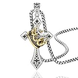 SAMIQU Elegant Cross Necklace for Men， Cross Pendant Necklace– Stainless Steel Chain with Detachable Crown Pendant