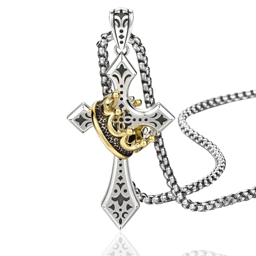 SAMIQU Elegant Cross Necklace for Men， Cross Pendant Necklace– Stainless