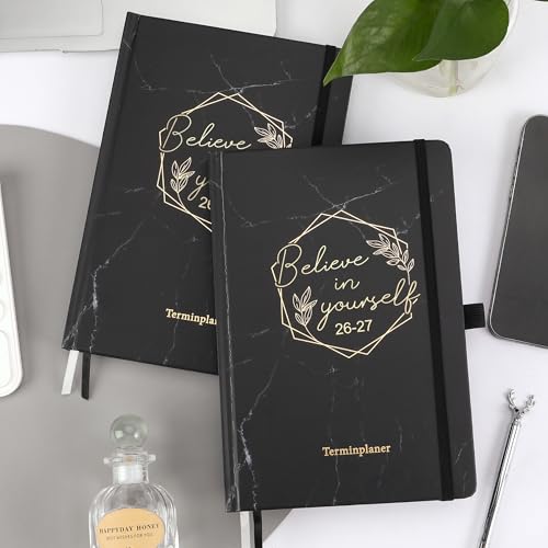 Kalender 2026 2027 - Terminkalender 2026 2027 von August 2026 bis September 2027, A5 Wochenplaner 26 27 mit Innentasche, Elastischer Verschluss, 21.3 x 14.7cm