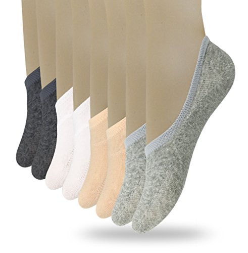 Eedor 8 Pairs Women's No Show Socks with Reinforced Toe Non Slip Thin Invisible Flat Boat Liner Low Cut Cotton Casual Mixed Color Large