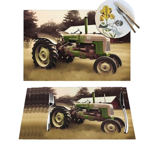Sets de table lavables motif tracteur pour protéger des taches - 2