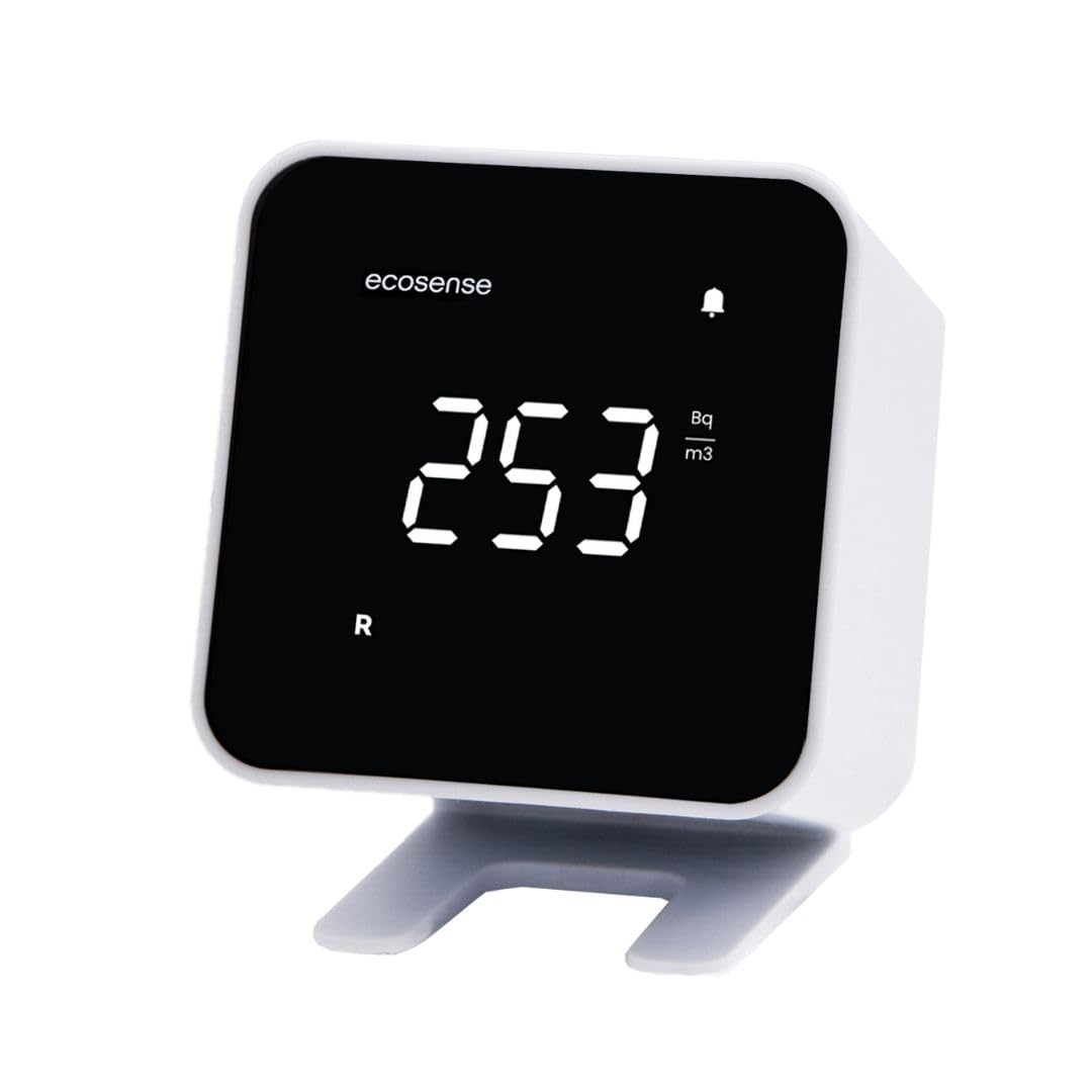 Ecosense EB100 EcoBlu, Rilevatore Radon domestico, Cattura & Visualizzazione Risultati Ogni 10 Minuti, Monitoraggio Continuo a Breve E Lungo Termine, Facile Da Usare