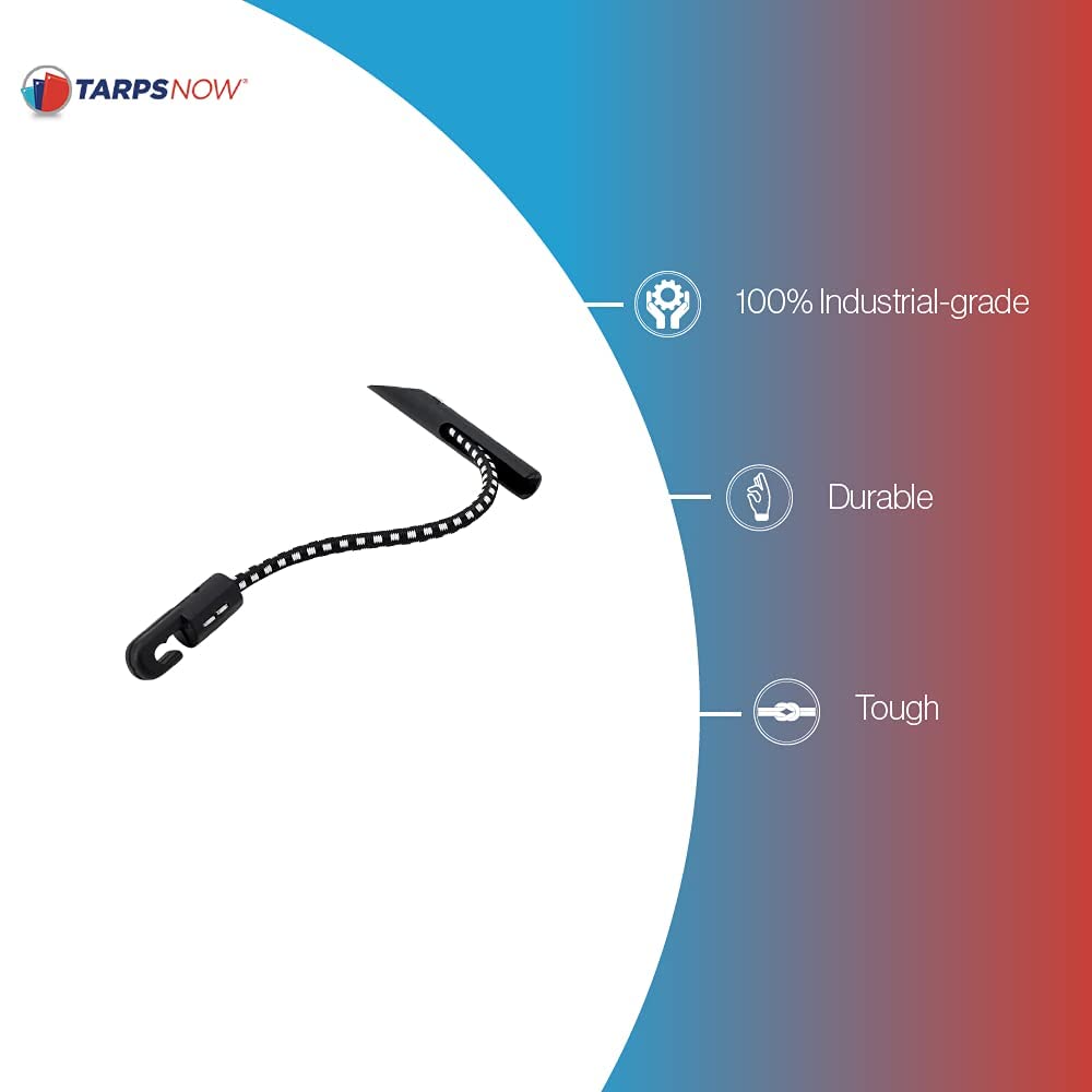 Tarps Now - Cordones elásticos de 8 pulgadas con extremo de bucle ajustable, cuerda elástica resistente y duradera para andamios, herramientas, construcción, 100 piezas