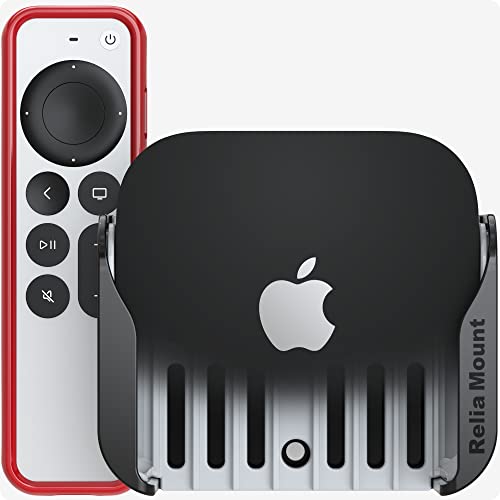 ReliaMount Mount for Apple TV (Black and Light Gray Apple TV Mount Plus Red Case)