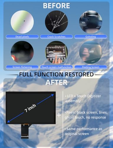 Image of 7 inch Uconnect LCD Display Replacement Compatible with Jeep Compass 2017 2018 2019 2020 & Renegade 2018 2019 2020 OE Part # TDO-WXGA0700K00033-V2 TDO-WXGA0700K00057-V1