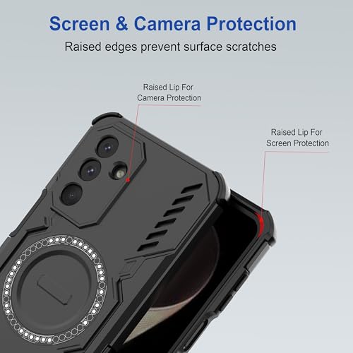 Image of amazon basics Back Case Cover for Samsung Galaxy M36 5G | Magnetic Case with Built-in Metal Ring | Supports Mag-Safe Charger, Wallet & Car Mount | Shockproof Hybrid PC + TPU | Black