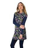Joe Browns Women's Floral Print Stretch Jacquard Roll-Neck Layered Tunic Top Shirt, Blue, 18