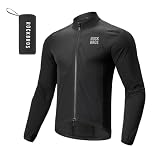 ROCKBROS Men’s Cycling Jacket Windbreaker Lightweight Breathable Bicycle Tops Reflective Outdoor Sports Jacket Windproof Men’s Running Mountain Hiking Coat Black 2XL