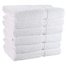 Wealuxe Cotton Bath Towels - 22x44 Inch - Small and Lightweight - 6 Pack - White