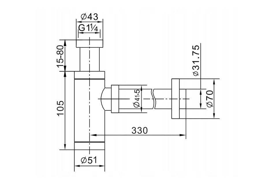 Sifone per lavabo + tappo a clic, scarico per lavandino e lavabo, set di scarico per lavabo, sifone di design, si adatta a qualsiasi lavandino, colore nero