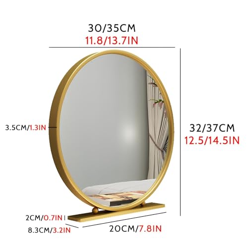 Freistehender runder Schminktischspiegel, perfekt für Schlafzimmer-Make-up und Rasur, schwarzer Sockel, 40 cm