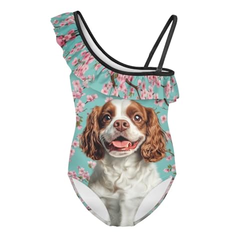 Image of Xpyiqun Swimsuits for Girls 3-14 1-Shoulder Ruffle Bathing Suit One Piece Adjustable Halter Swimming Wear