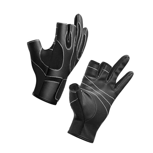 Gants de pêche demi-doigts Toddmomy noirs taille L avec doublure paume chaude 3 paires