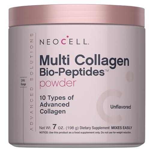 NeoCell Multi Collagen Powder | 7 oz | 10 Types of Advanced Bio-Peptides | Superior Absorption | Unflavored and Mixes Easily