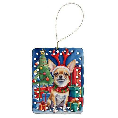 Caroline's Treasures Chihuahua Dogs Porcelain Hanging Christmas Ornament