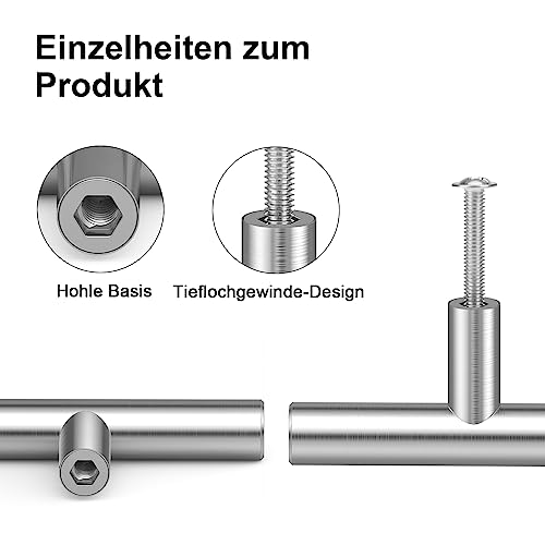 ENLACE Cabinet Handles, Set of 6 Kitchen Cabinet Handles, Stainless Steel Kitchen Handles, Hole Spacing 128 mm - Image 3