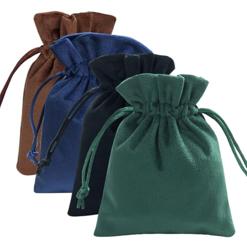 Image of 4 Pcs Velvet Drawstring Bags, 18 x 13 cm Tarot and Dice Pouches