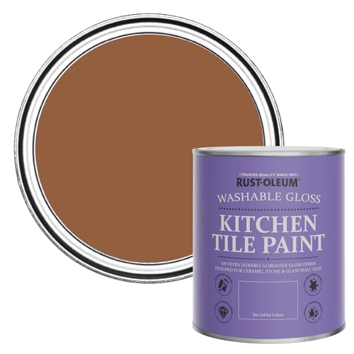 Rust-Oleum Water-Resistant Kitchen Tile Paint in Gloss Finish - Terracotta 750ml