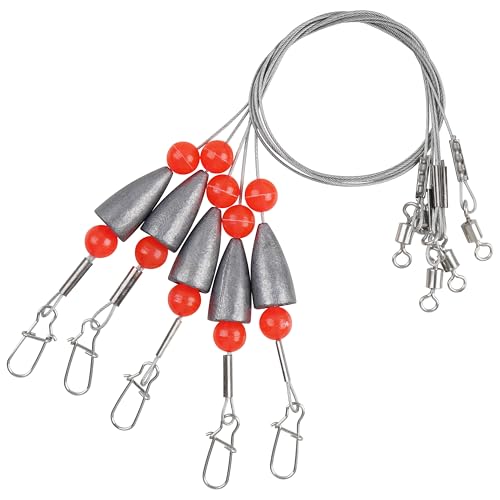 AGOOL Sliding Sinker Wire Leader Rig Cañas Bottom Fishing Catfish Rig con Plomos Deslizantes 3/4 oz Paquete de 5 Piezas