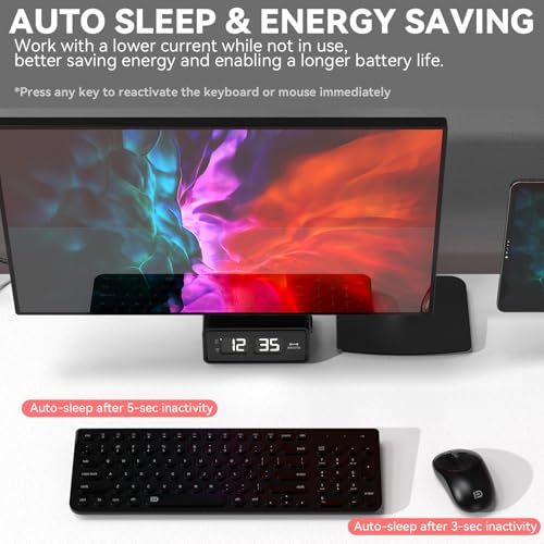 Image of Wireless Keyboard and Mouse Combo, FD iK6630 2.4GHz Cordless Cute Round Key Set Smart Power-Saving Quiet Slim Combo for Laptop, Computer,TV and Mac
