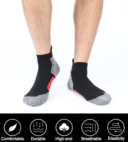 Men's Cushioned Ankle Socks Athletic Running Low Cut Socks 6-10/10-13/13-154