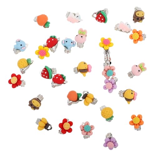 Toddmomy Children's Jewelry Set 30pcs Non Pierced Flower Ear Clips Pain-free Clip Earrings for Girls Fashion Comfortable Hair Accessories