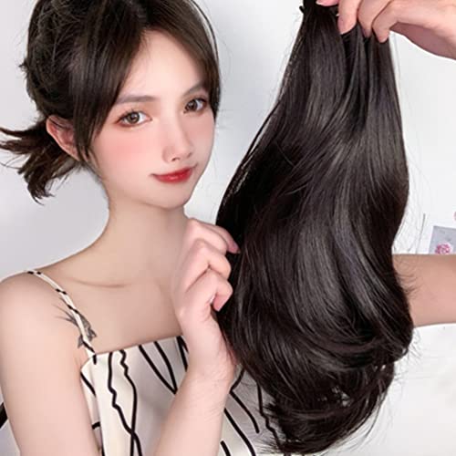 KALLORY Extensão De Rabo De Cavalo Clipe De Garra Longa Reta Extensão De Cabelo Ondulado Grampo De M