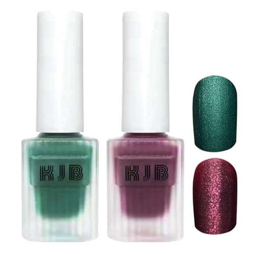2 esmaltes de uñas mate verde perla mate y purpurina púrpura oscuro esmalte de uñas esmalte de uñas fácil de usar laca de color para manicura DIY en casa