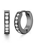 Pendientes Aro Acero Inoxidable Para Hombre y Mujer, HipoalergéNicos, Con Circonita Cúbica, En Plata/Negro/Oro Pendientes De Aro CartíLago Helix Para Mujer y HombreNegro Diámetro Exterior: 13 mm
