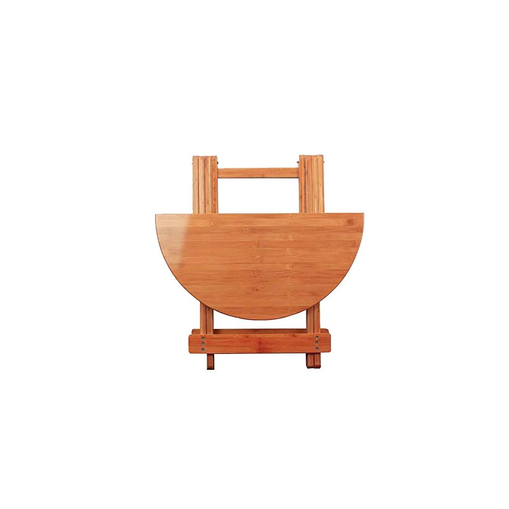 HANGYUAN Small Round Folding Coffee Table Made of Bamboo with Vintage
