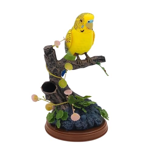 Controlar loros de voz - Pájaro gorrión de simulación de mascotas lindas realistas,Juguetes de pájaros de inducción activados por voz, juguetes de loro, decoración de jardín para el hogar, regalos orn