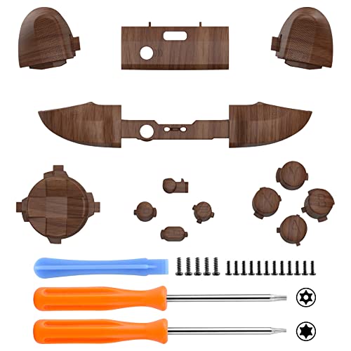 Image of eXtremeRate Replacement Buttons for Xbox Series X & S Controller, Wood Grain Custom Accessories Repair Kit Bumpers Trigers Dpad ABXY Start Back Sync Share Keys Parts for Xbox Core Wireless Controller