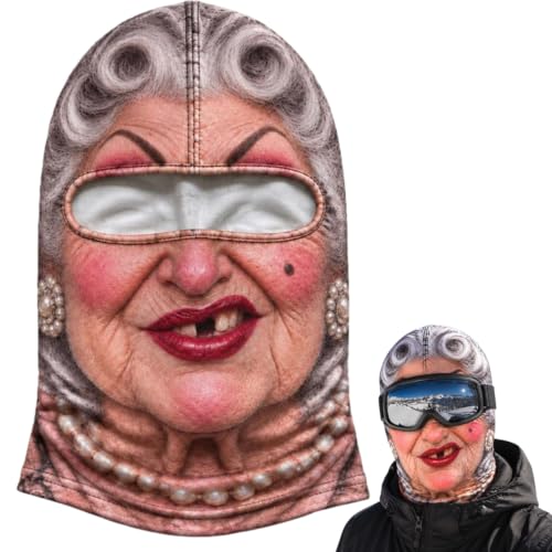 Funny Old Man Ski Mask Balaclava, Realistic Full Face Cover for Men Women - image 1