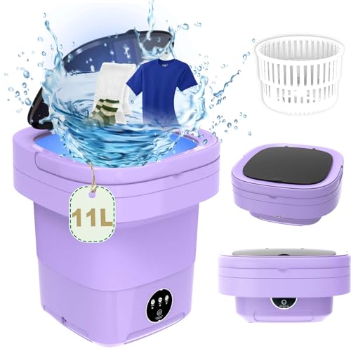 Portable Washing Machine, 11L Large Capacity Collapsible Washing Machine, Foldable Mini Washer and Dryer with Spin for Travel, Apartment, Baby Clothes