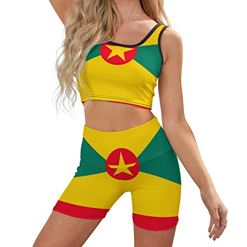 Workout Sets for Women 2 Piece Ribbed Crop Tank High Waist Shorts Yoga Outfits