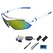 ShareWe Gafas de Ciclismo Unisex Gafas de Sol de Deportivas Polarizadas 5 Lentes Intercambiables para Deporte y Aire Libre Ciclismo Conducir Pesca Ski Esquiar Golf Correr (Blanco + Azul)