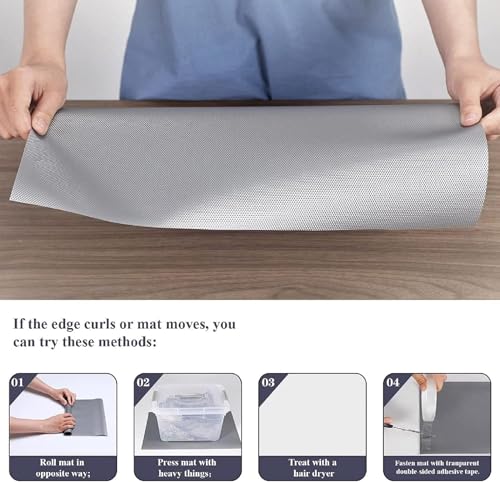 Image of DEVER Home Anti-Slip EVA Mat for Kitchen & Fridge | 5 Meter Kitchen Shelf Liner Roll for Drawers,Cupboards & Wardrobe | Easy-Clean PVC /EVA Protector Sheet,Diamond Texture Metallic Grey (500 cm x 45cm)