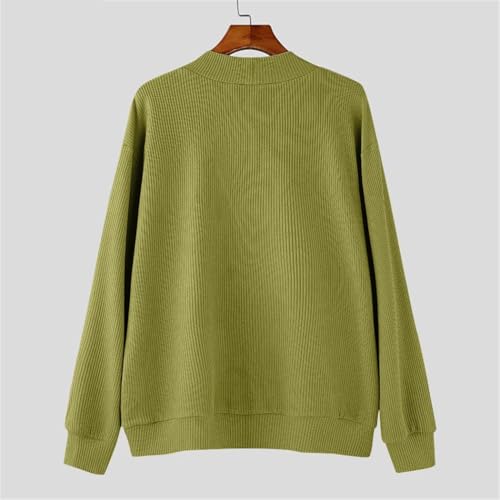 Men's Textured V-Neck Sweater Slim Fit Long Sleeve Knit Top Diagonal Pattern Casual Pullover4