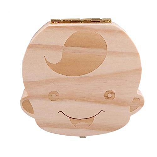 Eternitry Caja de Dientes de bebé Artesanía de Madera Leche de Dibujos Animados Dientes Cajas de Recuerdos Memoria de Almacenamiento de Cabello Niños Organizador Encantador para niños niñas