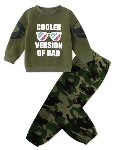 Image of Gaupafmb Toddler Boy Clothes Black Long Sleeve Letter Print Sweatshirts and Camouflage Pants Toddler Boy Fall Outfits