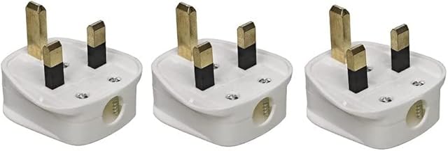 Holder 3 Pin Plug UK Plug 13 Amp Mains Plugs 13 A Fused Plug Pack of 3 White 250v 13 Ampere Fused Mains Plug UK 3 Pin Plug Connector Cord Adapter