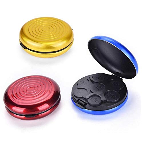 pocket coin dispenser - 1pc Coin Box Round Aluminum Euro Coin Dispenser Storage Coins Purse Wallet Holders Storage Box Random Color