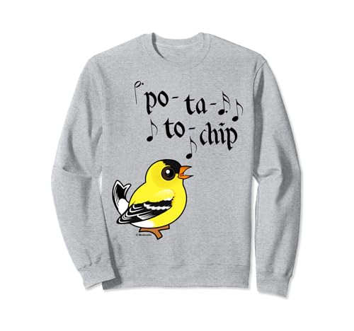 Cute Cartoon American Goldfinch Bird Sings Po-Ta-To Chip! Sweatshirt