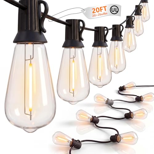 20FT ST40 Outdoor String Lights with Edison Bulbs