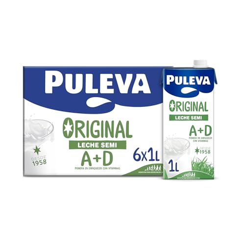 Leche Puleva Original Semidesnatada con vitaminas A y D brik 1L – Caja 6 litros