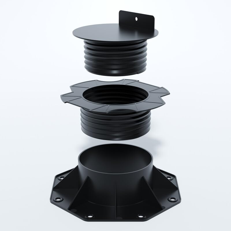 Lot de 10 plots 60-138 mm pour terrasse bois et composite Noir, Unités - 10 plots