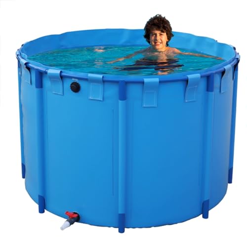 LZMZMQ Piscinas Desmontables Acero/Piscina Marco Piscina De Verano Redonda Y Piscinas para Adultos Diámetro 1 2 3 4 5 6 7 8 9 10M Pies, Piscina Azul con Válvula De Drenaje(1.5X1M/1700L/450GAL)