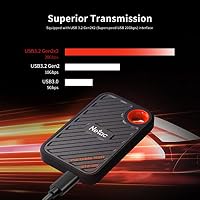 Netac ZX20 512GB Extreme 512GB NVMe Portable SSD USB 3.2-C bis zu 2000MB/s Lesebeständig Staubgeschützt – Ansicht 3