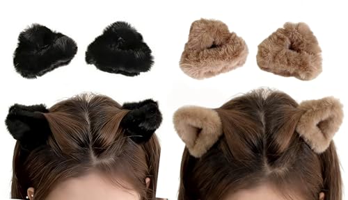 Pinzas de felpa con orejas de gato para peinados de Halloween y sesiones de cosplay