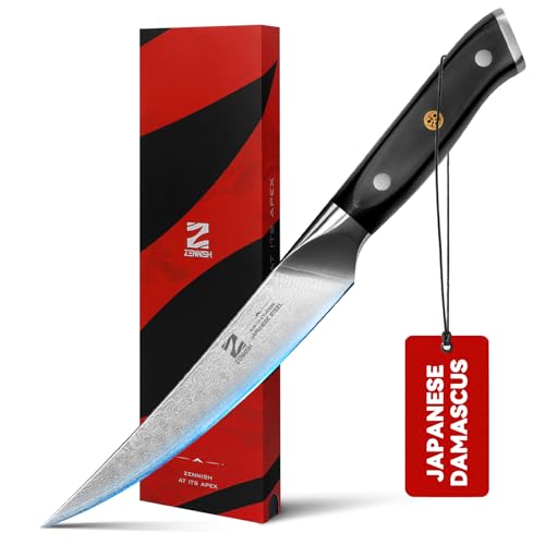 Zennish Fillet Knife, 6 Inch Fish Fillet Knife for Fish, Japanese AUS-10 Steel Core & 67-Layer Damascus Cladding, Full Tang G10 Handle with Premium Gift Box